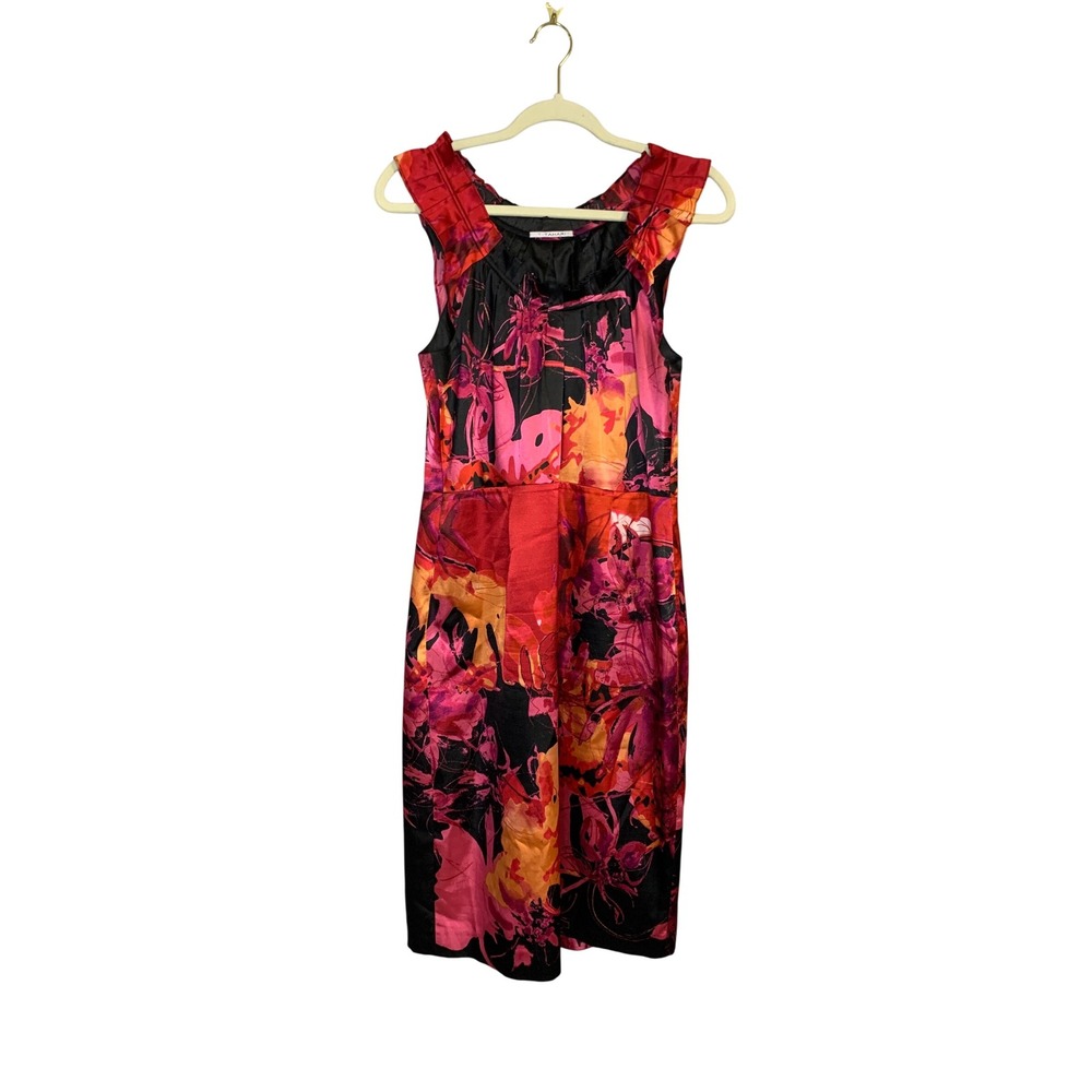 T Tahari Floral Print Sleeveless Sheath Dress Career Party Occasion Size 10